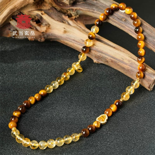 Tiger Eye & Citrine Double Wrap Bracelet – Energy Healing, Protection & Balance